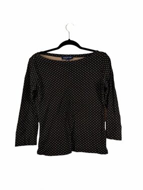 Jones New York Signature Polka Dot Long Sleeve Top Black Size M